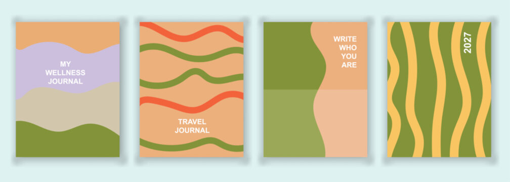Abstract Summer Cover Collection with Geometric Shapes and Pastel Wave Patterns &ndash; Minimal Modern Poster Templates