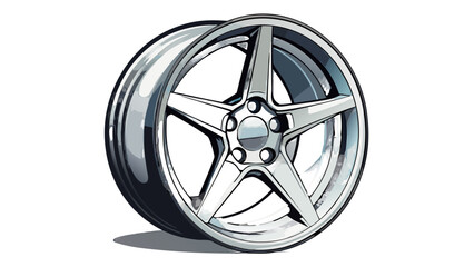 Fototapeta premium Modern Car Alloy Wheel Rim Chrome Finish Illustration