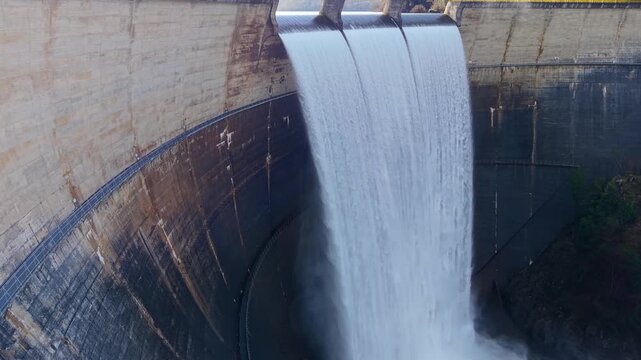 Eume River Dam (Presa del Eume) In Galicia, Spain Within Fragas do Eume Natural Park. Aerial Shot