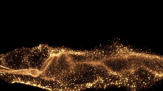 Gold line light glow sparkle and flare shine. Horizontal golden neon streak effect background. Magic flash laser strip divider with glitter shimmer design