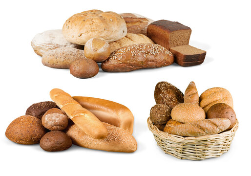 Assorted Bread Collection Isolated on Transparent Background &ndash; Bakery Products Set