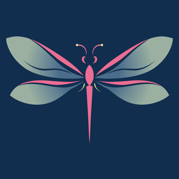 Abstract blue background featuring a decorative ribbon and bow with vector flower and dragonfly elements for a festive holiday gift card design