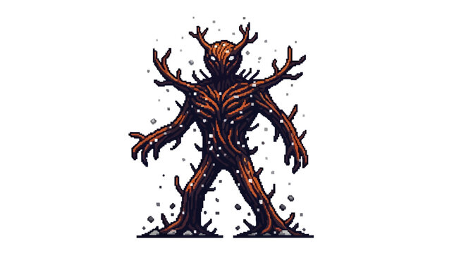Mysterious Forest Guardian Creature with Antlers and Branches.