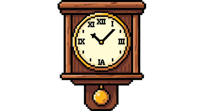 Vintage Wooden Pendulum Clock with Roman Numerals.