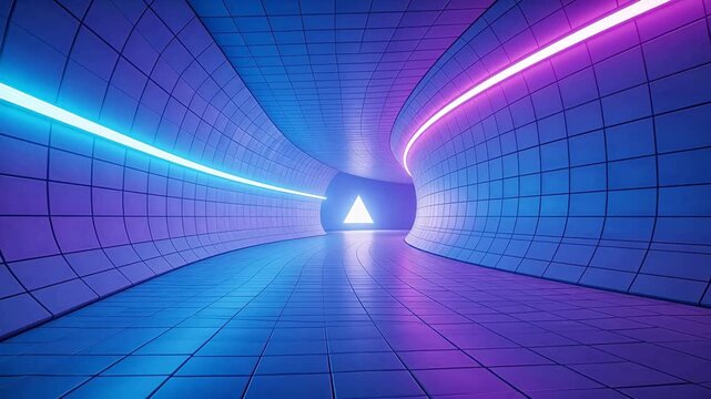 Futuristic neonlit tunnel
