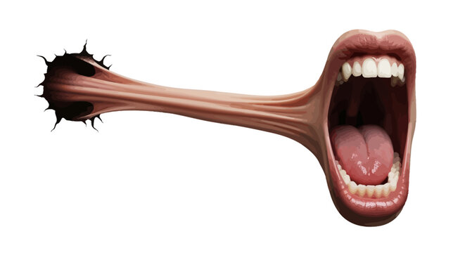 Surreal Mouth Stretched Through Hole Screaming Loudly.