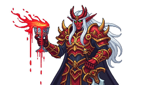 Powerful Demon Lord Holding a Chalice of Blood.