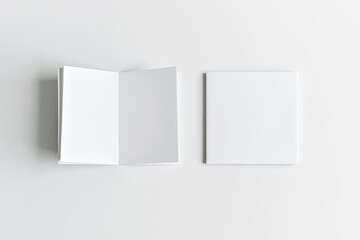 Fototapeta premium Minimalist Blank Brochure Mockup Set with Open and Closed Booklet