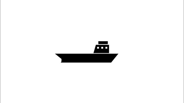 Clean black silhouette icon of a cargo ship, representing maritime transportation, global logistics, and industrial freight movement, suitable for web and graphic design projects