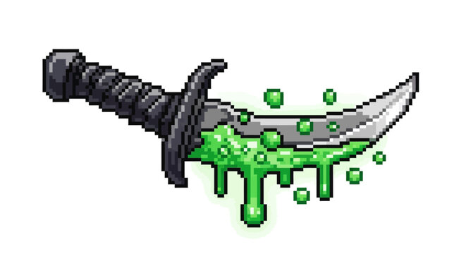 Pixel Art Poisonous Karambit Knife Weapon.