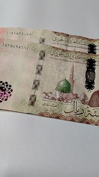 One hundred riyals banknote on financial background, symbolizing wealth management, banking system, and economic success concept.