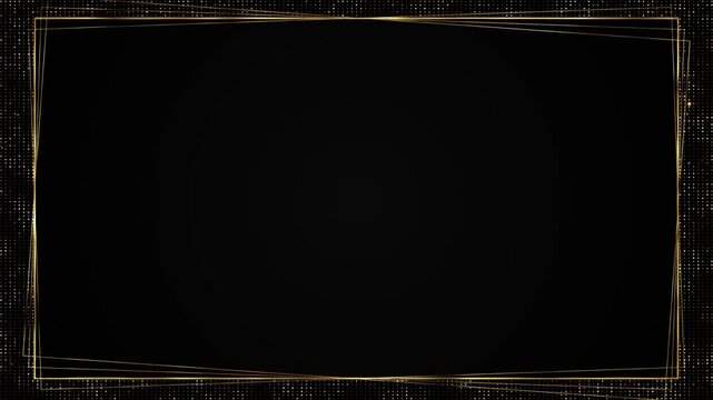Elegant golden portrait border black empty center, dotted light pattern, and luxury frame style. Perfect for wedding videos, event invites, award stories, social reels, festive titles, and overlays.
