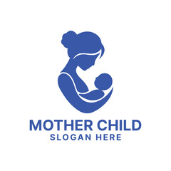 Obraz premium mother and child logo design silhouette vector line art logo design