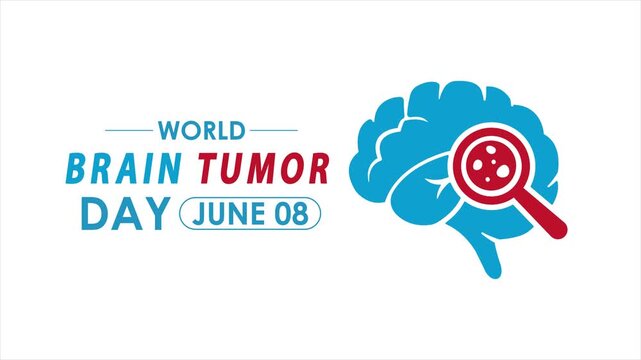 World Brain Tumor Day animation with bold typography and brain graphic, designed for healthcare campaigns and awareness messaging. Animation highlighting neurological disorder awareness.