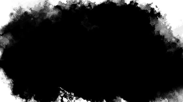 Black smoke ink frame background rough cloud edges, white border space, and dark center. for horror videos, dramatic intros, grunge titles, mystery screens, trailer promos, and texture overlays.