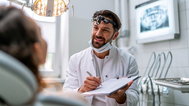 A dentist patient consultation.
