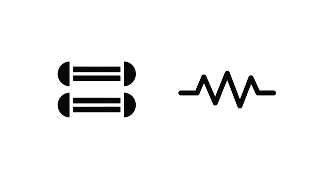 Spring coil and waveform signal black silhouette