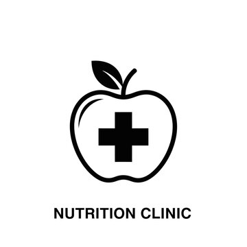 Nutrition Clinic Logo: Apple with Medical Cross, Symbolizing Healthy Eating and Healthcare