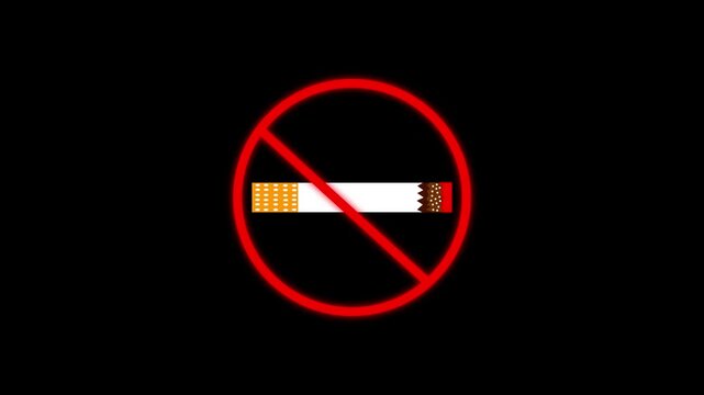 Cigar icon animation with orange banded wrapper. Cigar smoking symbol for lifestyle content. Cigar digital graphic element on black background for professional video projects.