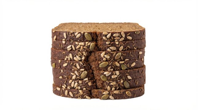 Stack of Seeded Whole Wheat Bread Slices, Freshly Baked and Ready to Eat.