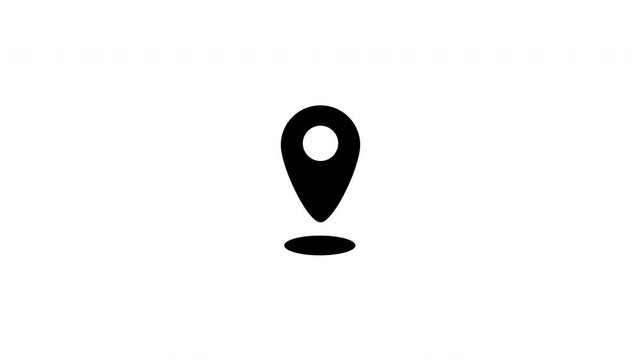 Pin location icon. pin simple black symbol used for digital maps. alpha channel 44K video animation
