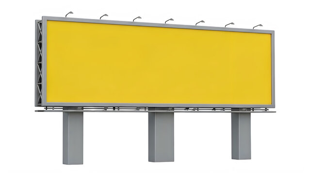 Yellow billboard on metal poles
