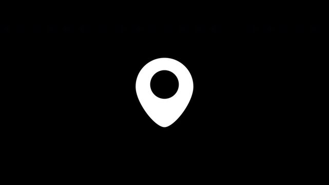 Location pin appearing. Animation of white map location on transparent background. 4k video