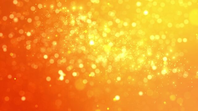 Orange golden bokeh light background glowing particles, warm gradient, festive abstract sparkle. celebration videos, wedding intros, holiday titles, party screens, cheerful promos, bright overlays.