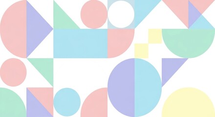 Obraz premium Abstract Geometric Pattern with Pastel Shapes and Soft Colors.