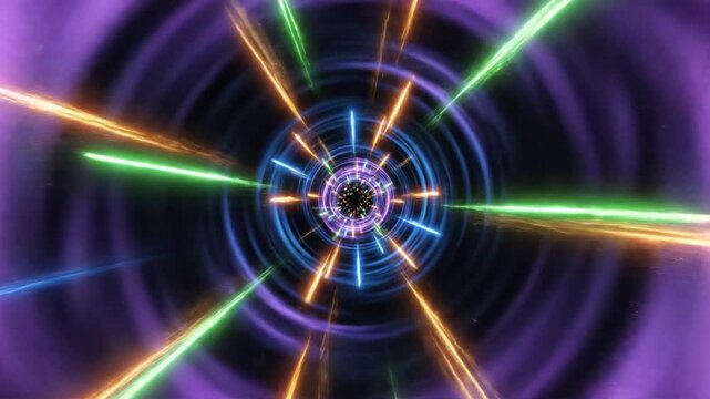 Neon tunnel light speed travel.