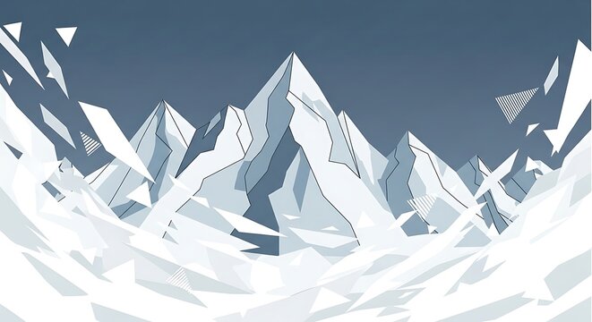 Snowy mountain range landscape scenery.