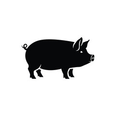 Fototapeta premium Pig Silhouette Vector EPS – Black Farm Animal Icon for Agriculture, Food, Livestock, Nature Design 
