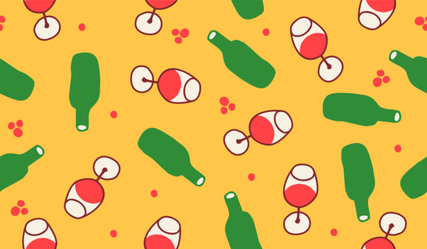 Cute wine pattern background vector design