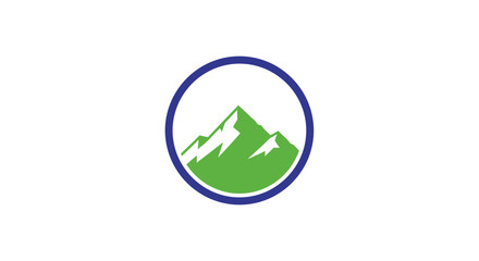 Obraz premium Mountain landscape in a blue circle.