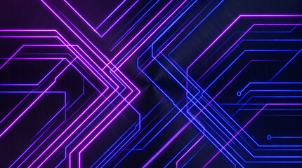 Obraz premium Purple neon technology background with glowing light streaks and futuristic abstract design