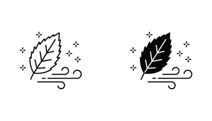 Fresh leaf with swirling wind gusts representing natural freshness clean air and environmental purity © Oliver