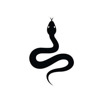 Cobra Snake Silhouette Vector EPS &ndash; Black Venomous Serpent Icon for Wildlife, Danger, Tattoo
