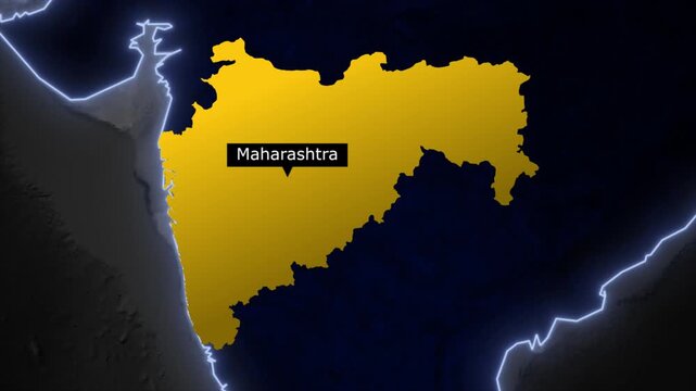 Maharashtra map highlight animation, India state glowing border, Maharashtra location map motion, geographic state highlight, India map focus effect, cinematic geography animation, modern map visualiz