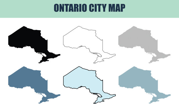 Ontario province map in six style fill stock fill stock and line art variations on white background