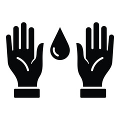 Obraz premium Black silhouette of two hands with a water drop in the middle icon