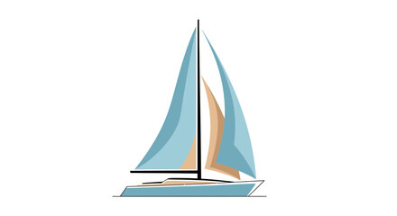 Fototapeta premium Sailboat with blue sail on water.