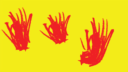 Obraz premium Abstract red vertical brush strokes on bright yellow background graphic element vector illustration.