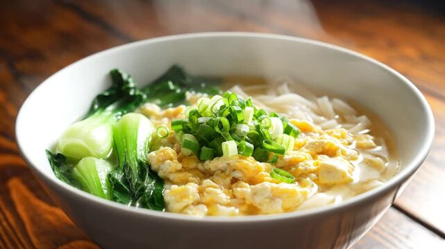 Steaming Bowl of Asian Noodle Soup.