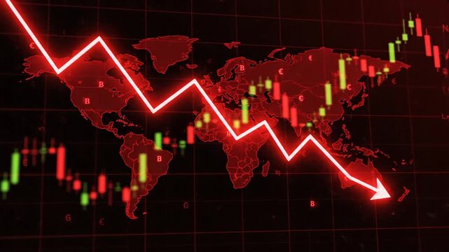 Stock market crash chart showing global recession.