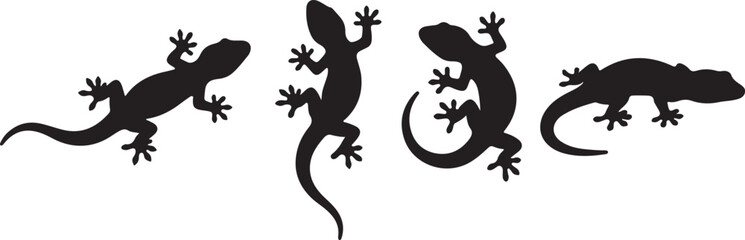 Obraz premium Lizard Gecko Silhouette Vector Set for Wildlife Reptile and Tropical Animal Design