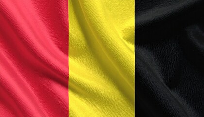 Obraz premium Belgian flag with vertical red, yellow, and black stripes, symbolizing strength, unity, courage, and national pride through elegant minimalist design.