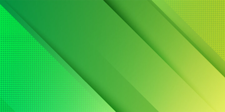 abstract green banner background with diagonal stripes and dot halftone. vector illustration