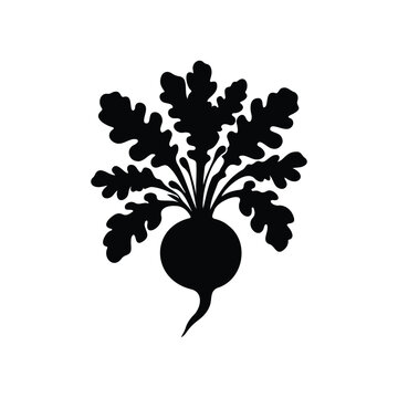Black silhouette of a radish vegetable icon vector flat design.