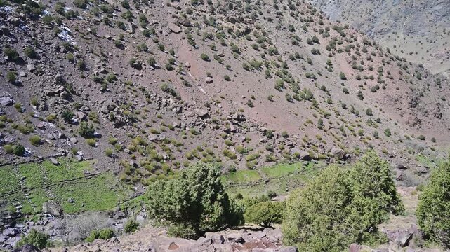 Revealing snowy peaks of the Atlas Mountains in Morocco