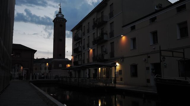 Comacchio, Ferrara, Emilia Romagna, Italy - April 29, 2026 - Views of the lagoon city's historic center